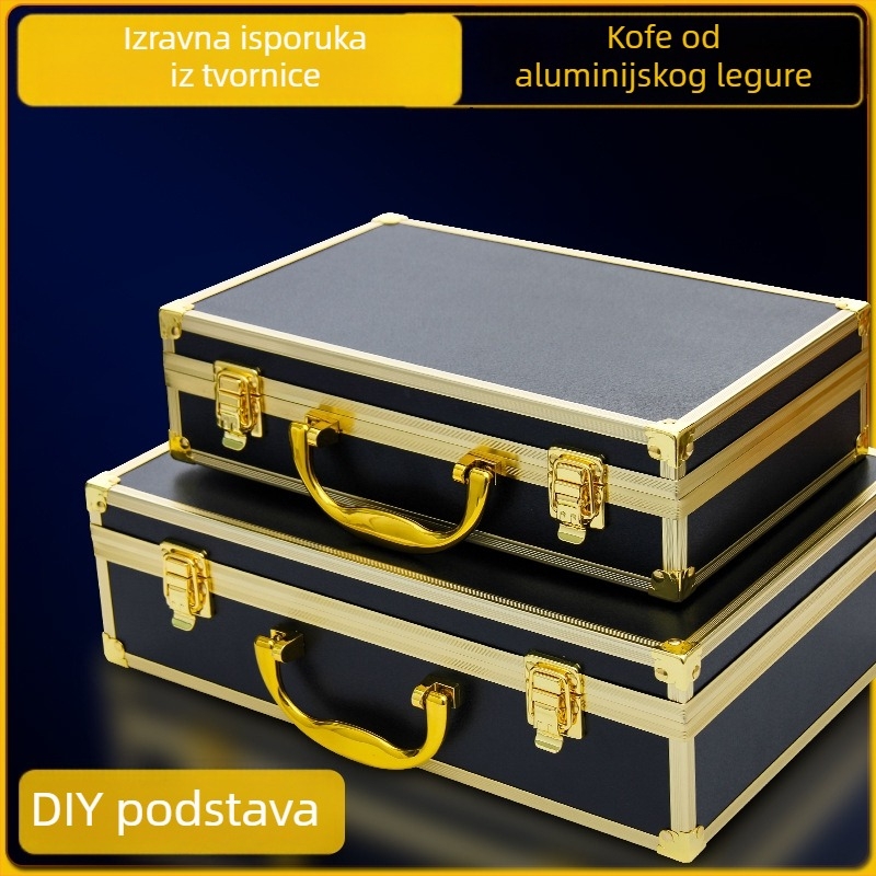 Zlatna prijenosna kutija za alate od aluminijske legure sa zaključavanjem i sigurnosnim odjeljak s lozinkom, za laboratorijsku i nastavnu uporabu