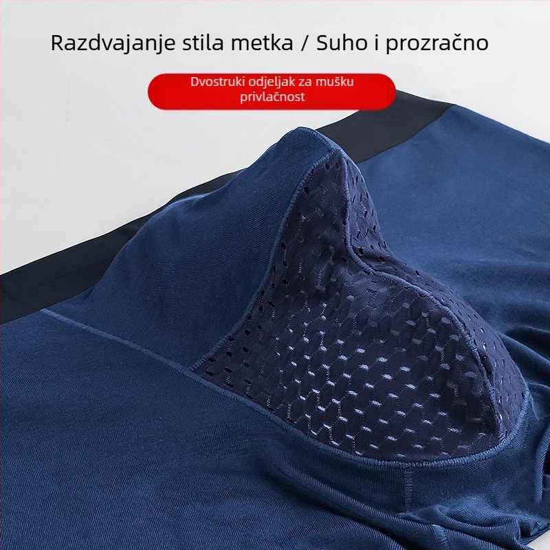 Muške prozračne bokserice od regenerirane celulozne vlaknine, pletene, srednji pojas, podstava u preponama od spandeksa