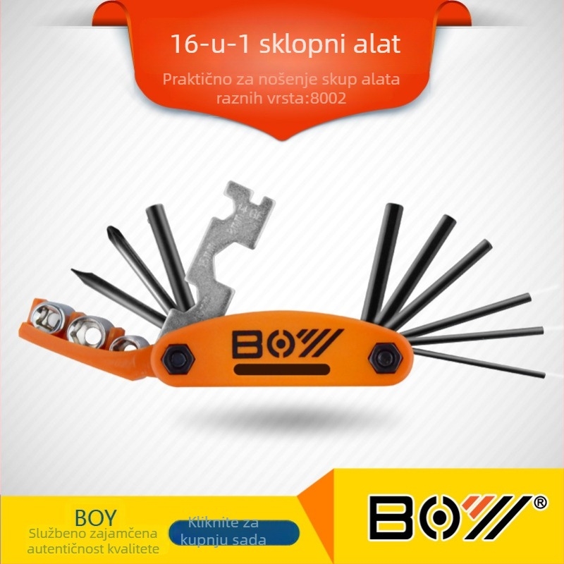 BOY Skup alata za popravak bicikla, sklopivi šestokutni ključ, model 8002, materijal 45, težina 0,278 kg