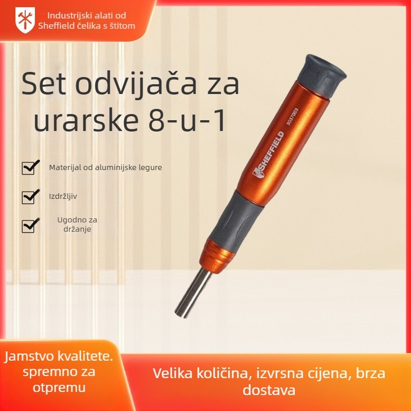 8-u-1 odvijač s ručkom od aluminijske legure, magnetni, S2 alatna čelika, za satove