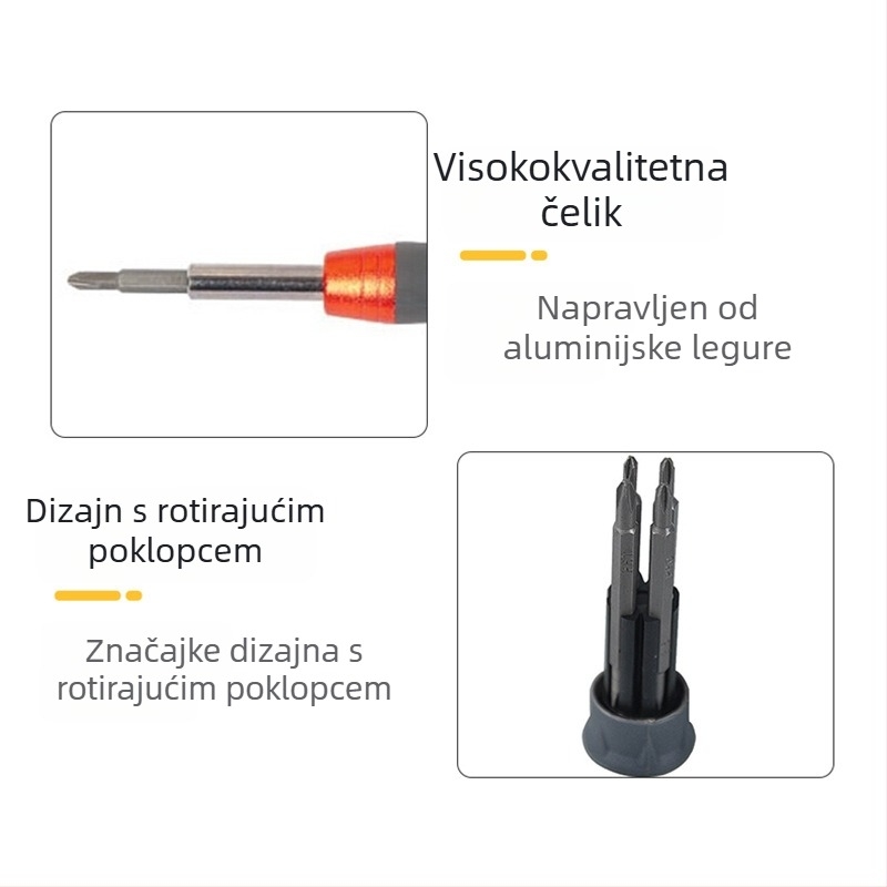 8-u-1 odvijač s ručkom od aluminijske legure, magnetni, S2 alatna čelika, za satove