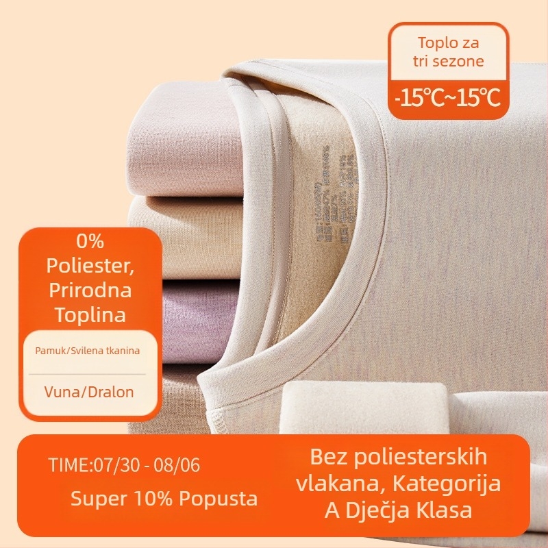 Ženski termalni komplet od akrilnih vlakana – izuzetno debeli 301–350 g/m², okrugli izrez, dugi rukavi, hlače