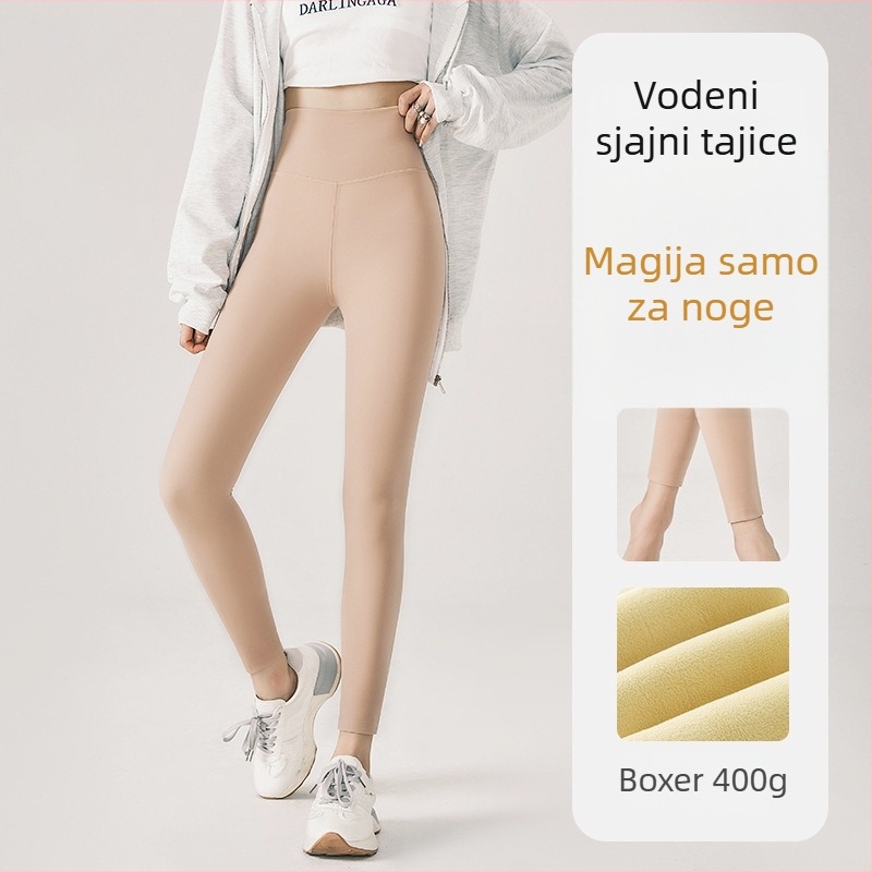 Termalne hlače s kontrolom trbuha, fleece podstava, jedinstveni komad, uski kroj, visoka elastičnost, mješavina poliester/spandeks