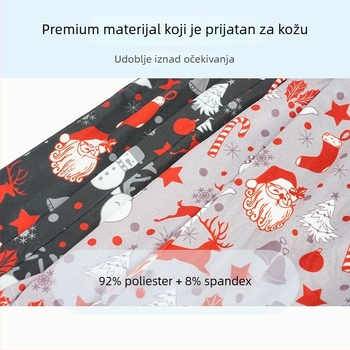Muške bokserice s božićnim printom, europsko-američki stil, opušten kroj i prozračnost, srednji pojas