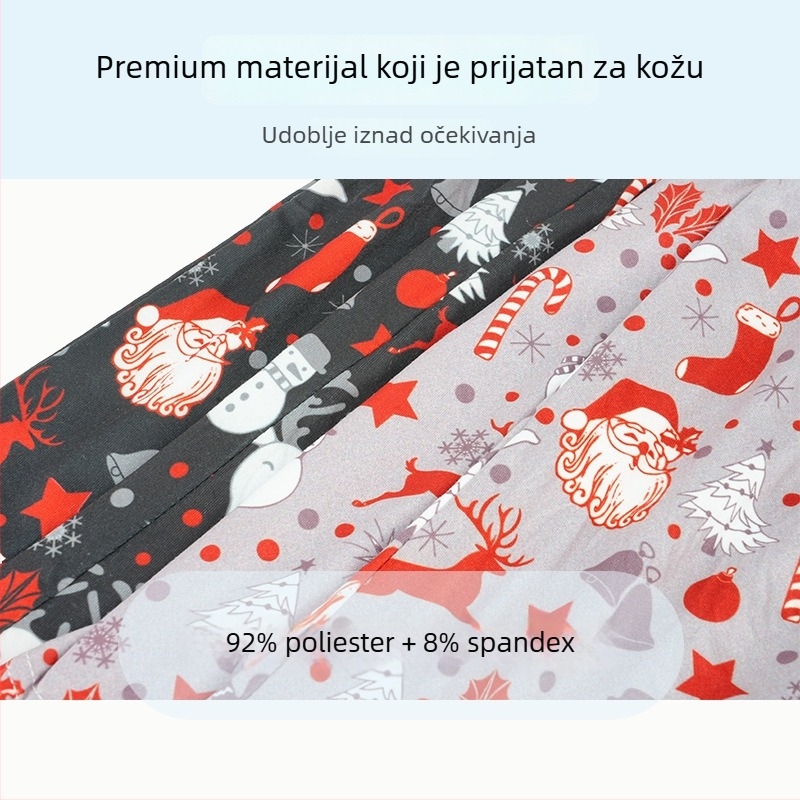 Muške bokserice s božićnim printom, europsko-američki stil, opušten kroj i prozračnost, srednji pojas