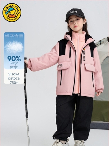 Dječja 3-u-1 puffer jakna s odvojivim unutarnjim slojem, prilagodljiv kroj, debela zimska jakna, 86–90% bijelog patka perja