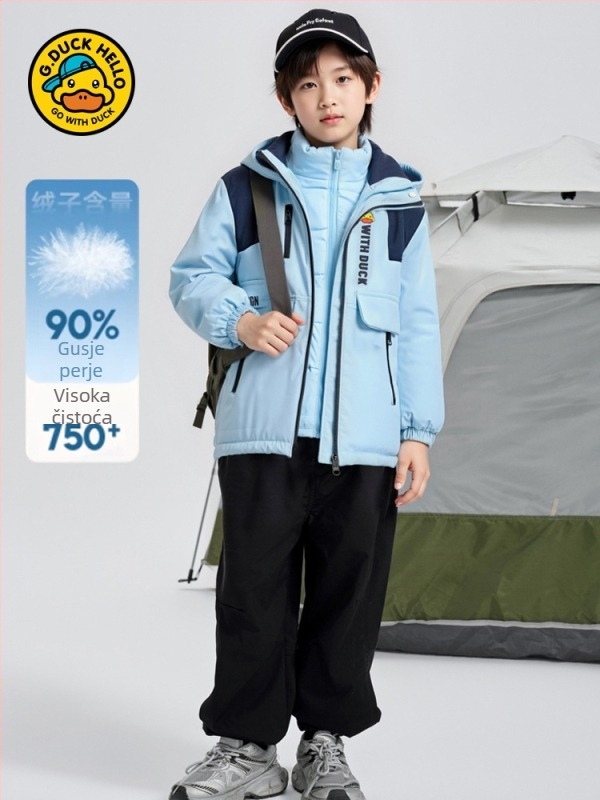 Dječja 3-u-1 puffer jakna s odvojivim unutarnjim slojem, prilagodljiv kroj, debela zimska jakna, 86–90% bijelog patka perja