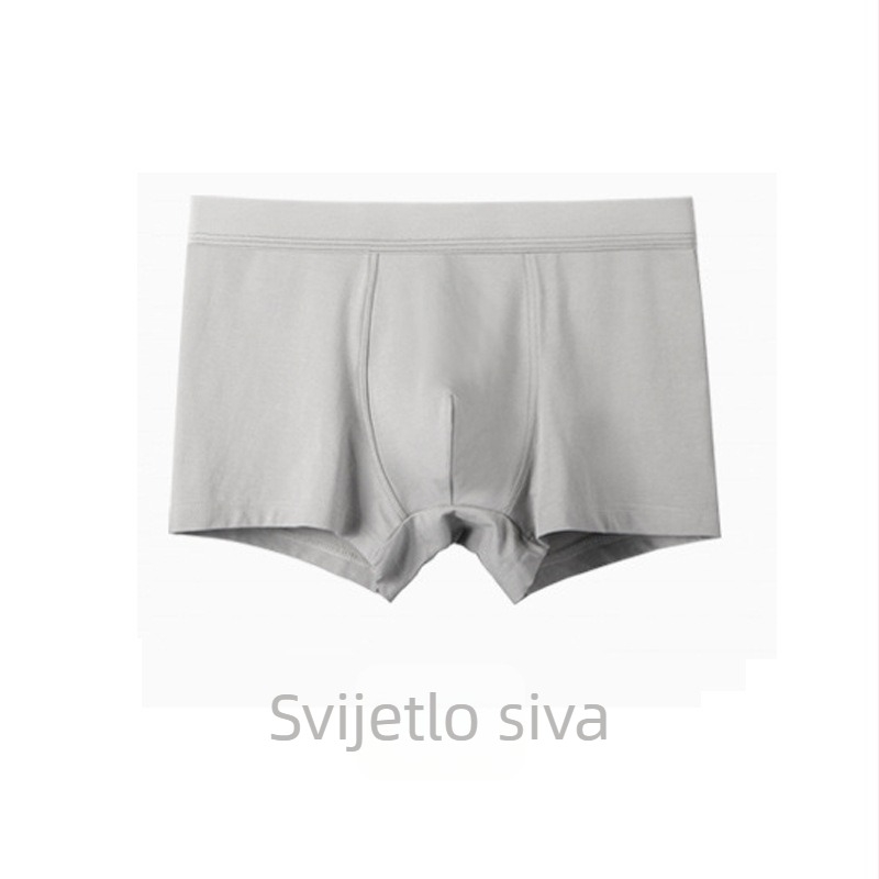 Muške pamučne bokserice, srednji pojas, jednobojne, četiri sezone, glavni materijal 95–100% pamuk, podstava prepona 100% pamuk