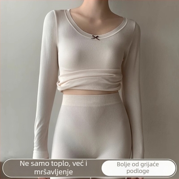 Ženski komplet za grijanje s osjećajem ovčje vune – oblikovanje tijela, podizanje bokova, kontrola trbuha, visoka elastičnost, nježan prema koži, topao.