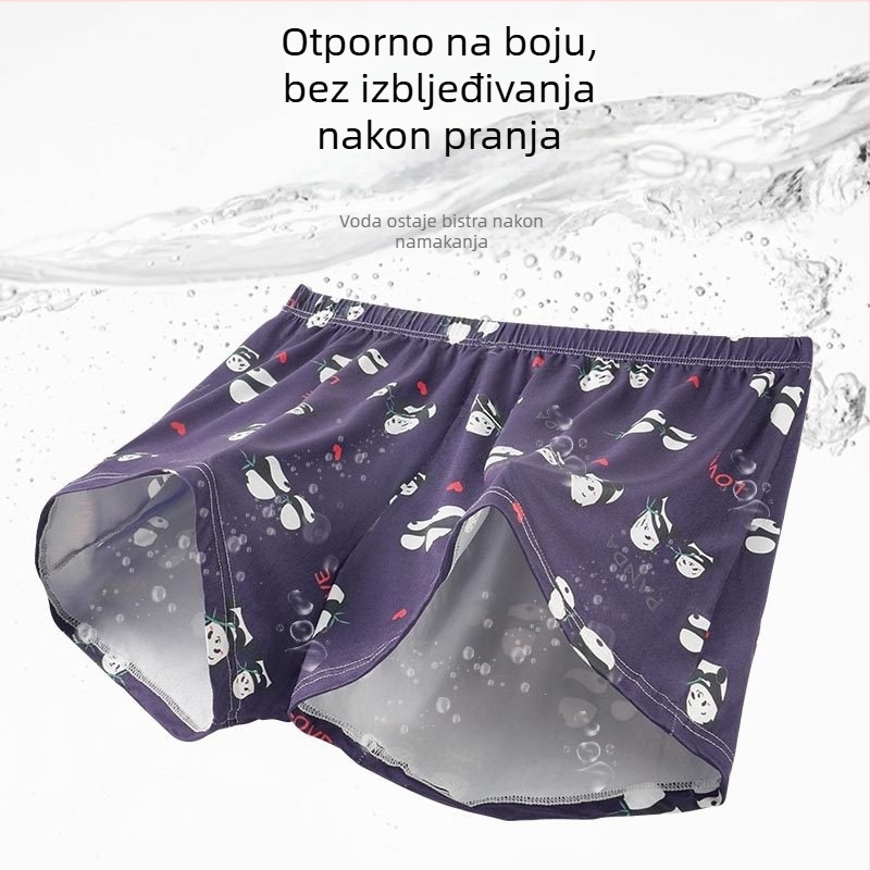 Muške bokserice s Panda printom, srednji pojas, prozračne i elastične, poliester pletene tkanine, glavni materijal 90–95% poliester