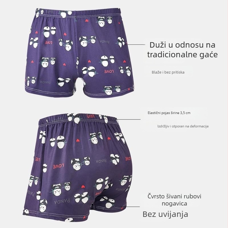 Muške bokserice s Panda printom, srednji pojas, prozračne i elastične, poliester pletene tkanine, glavni materijal 90–95% poliester