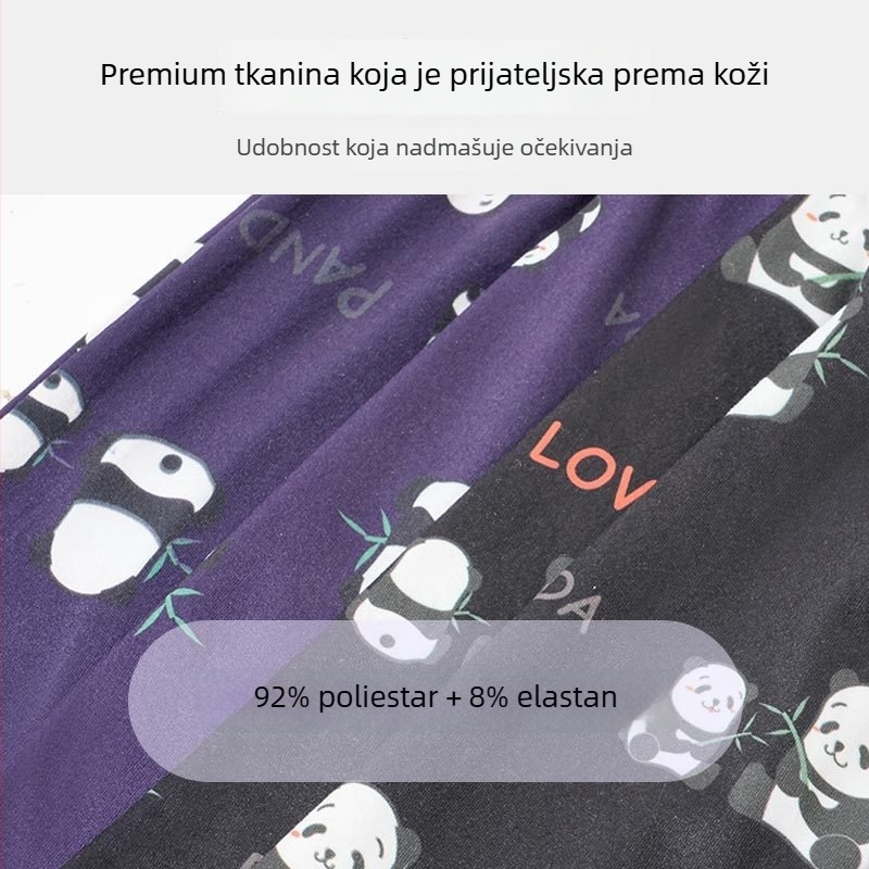 Muške bokserice s Panda printom, srednji pojas, prozračne i elastične, poliester pletene tkanine, glavni materijal 90–95% poliester