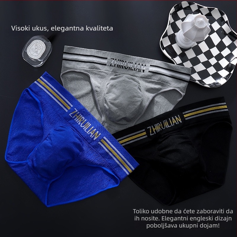 Muške bezšivne gaćice od najlona, niski struk, uzorak slovima