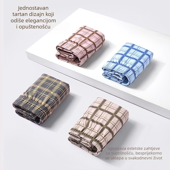 Muške pamučne bokserice kariranim uzorkom – srednji pojas, pletene, prozračne za kućnu i sportsku upotrebu