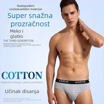 Muške gaćice od pamuka, srednji pojas, prozračne, sportske, jednobojne