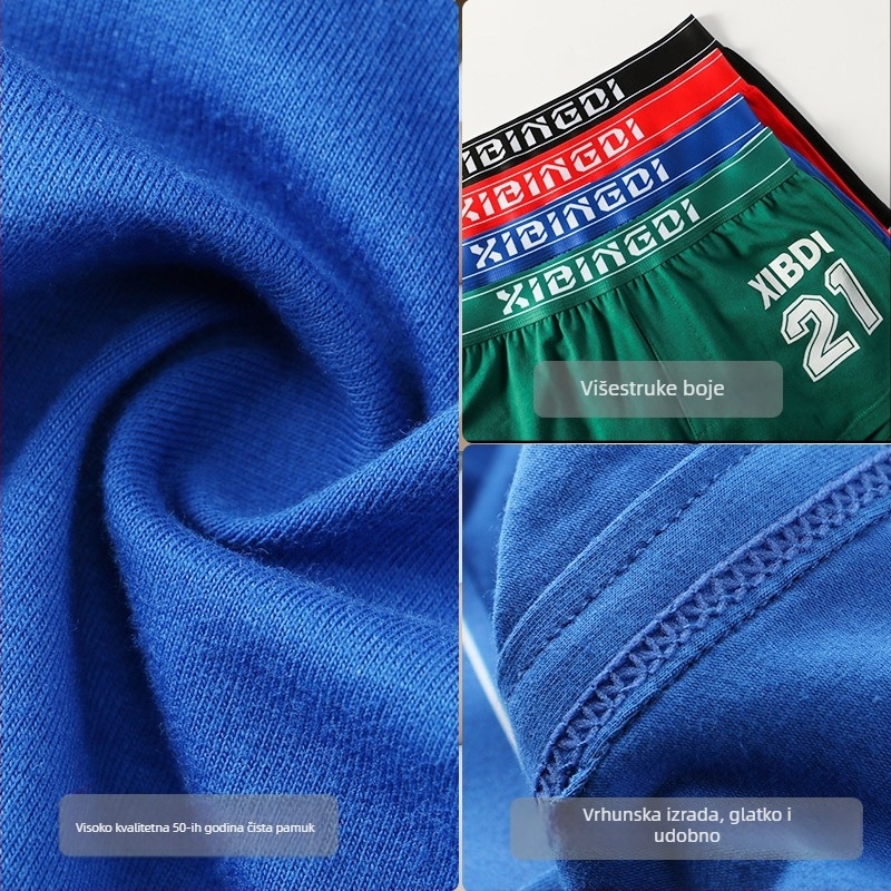 Muške bokserice od 100% pamuka, prozračne, pletene tkanine, srednje visoki pojas, uzorak 45576