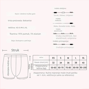 Muške gaćice od pamuka sa uzorkom zvijezda, srednje visoke talije, 95–100% pamuka
