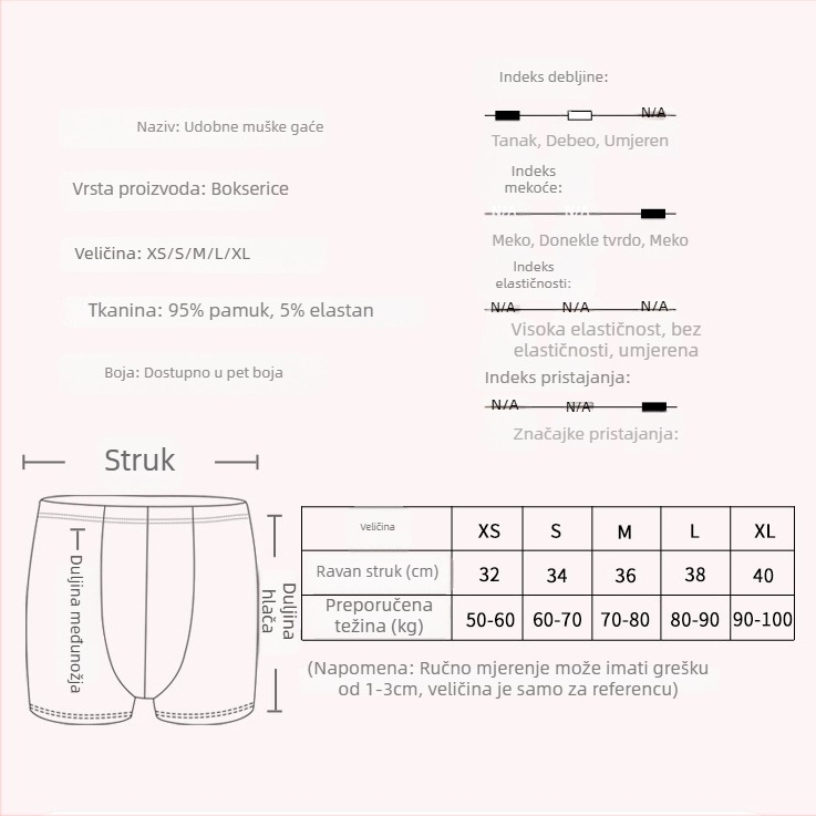 Muške gaćice od pamuka sa uzorkom zvijezda, srednje visoke talije, 95–100% pamuka