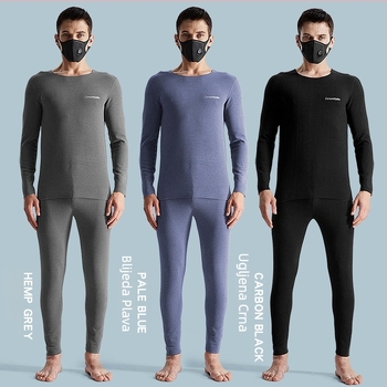 Muški termalni set s fleece-om od kationičnog poliestera, srednja težina, održava toplinu, antistatičan, anti-piling, gornji dio i donji dio