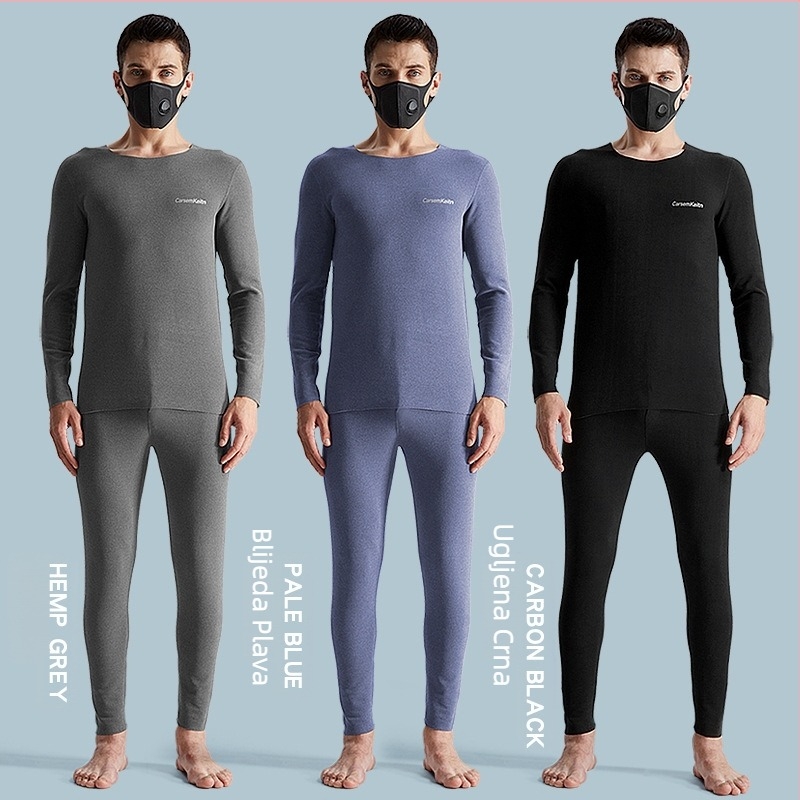 Muški termalni set s fleece-om od kationičnog poliestera, srednja težina, održava toplinu, antistatičan, anti-piling, gornji dio i donji dio