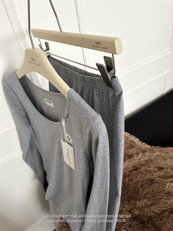 Ženski toplinski komplet od 100% pamuka – bazni sloj s dugim rukavom i hlače, 90–95% pamuk, gustoća 161–180 g/m², mekan na dodir, topao