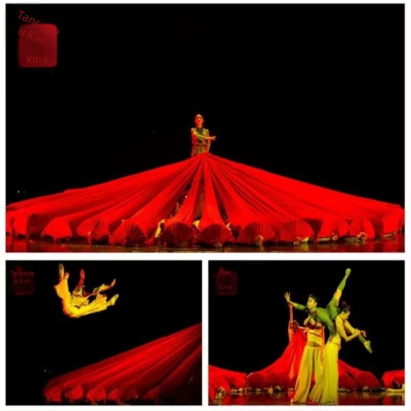 Yangko plesni fan, produžen, dvostrani za otvaranje plesa, Dry Dragon Drama Factory, proljeće 2024