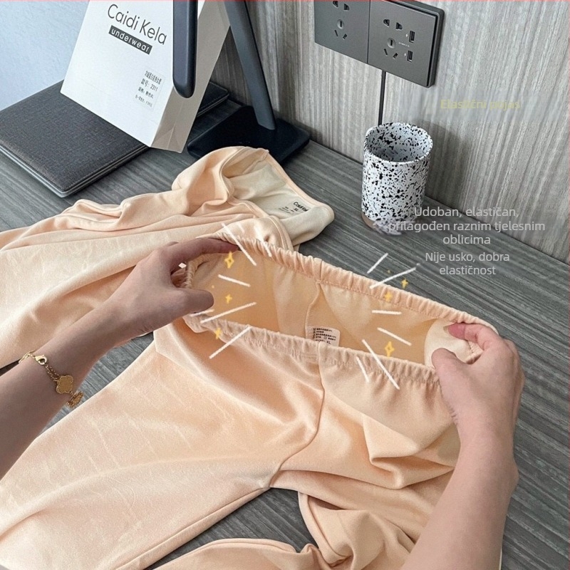 Ženski termalni set od vlakna kašmira-proteina, okrugli ovratnik, dvostruki sloj, debela tkanina, baršunasto podstava – gornji dio i hlače