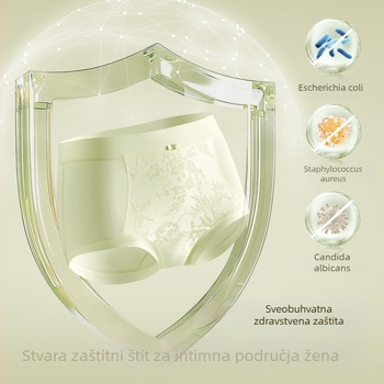 Ženske pamučne gaćice s visokim strukom, jacquard uzorak, prozračne, antibakterijska zona prepona, cvjetni uzorak