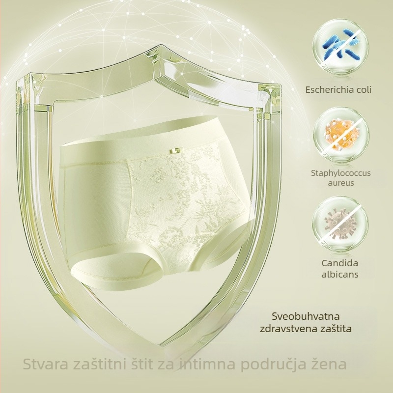 Ženske pamučne gaćice s visokim strukom, jacquard uzorak, prozračne, antibakterijska zona prepona, cvjetni uzorak