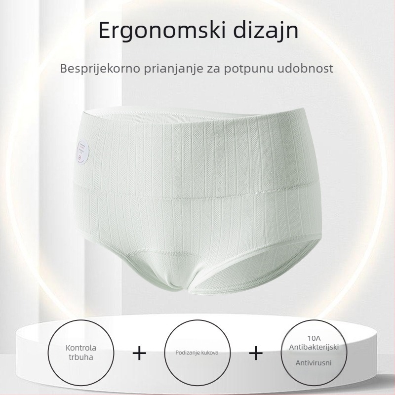 Ženske gaćice od pamuka s visokim strukom, kontrole trbuha, antibakterijske, prozračne, lagane za ljeto, plus veličina
