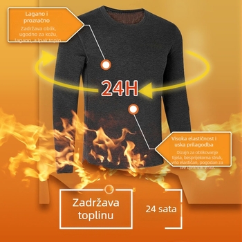 Unisex termalni set donjeg rublja, kompozitna tkanina, dvostruki sloj, okrugli izrez, dugi rukav, hlače, izuzetno debela tkanina