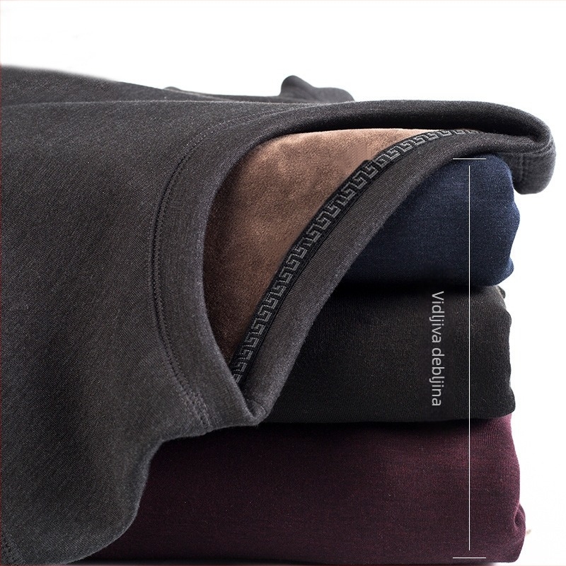 Unisex termalni set donjeg rublja, kompozitna tkanina, dvostruki sloj, okrugli izrez, dugi rukav, hlače, izuzetno debela tkanina