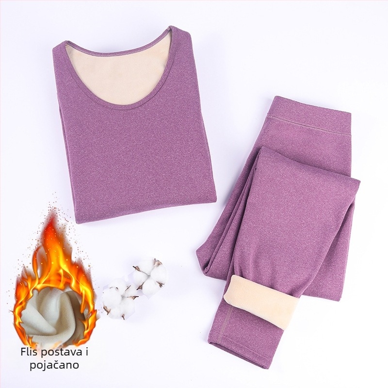 Unisex termalni set donjeg rublja, kompozitna tkanina, dvostruki sloj, okrugli izrez, dugi rukav, hlače, izuzetno debela tkanina