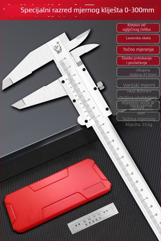 Vernier šubler od nehrđajućeg čelika, visoka preciznost, industrijska klasa