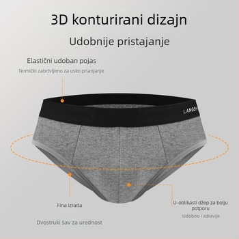 Langsha muške pamučne gaćice sa srednjim strukom, prozračne, upijaju znoj, jednobojne