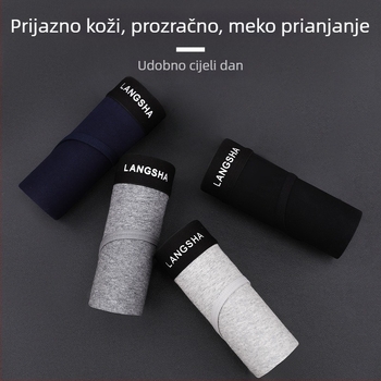 Langsha muške pamučne gaćice sa srednjim strukom, prozračne, upijaju znoj, jednobojne