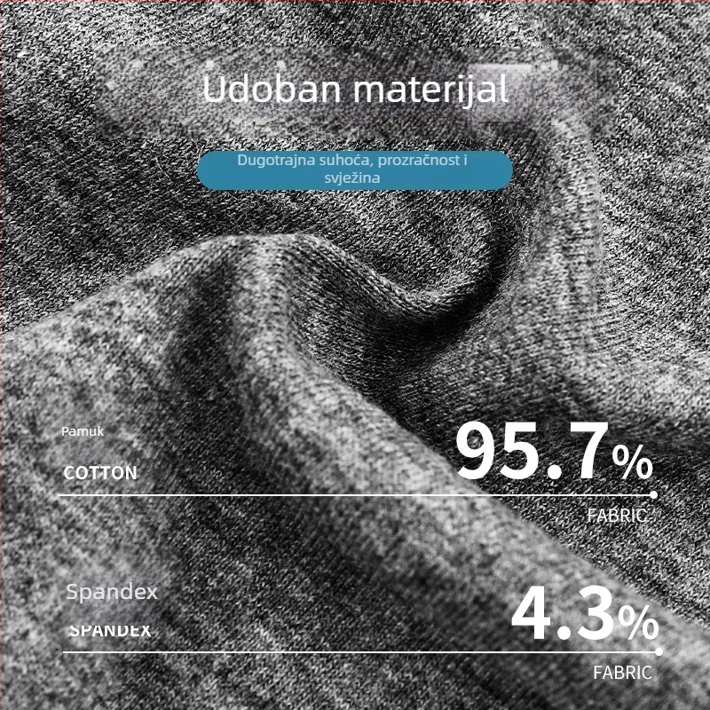 Langsha muške pamučne gaćice sa srednjim strukom, prozračne, upijaju znoj, jednobojne