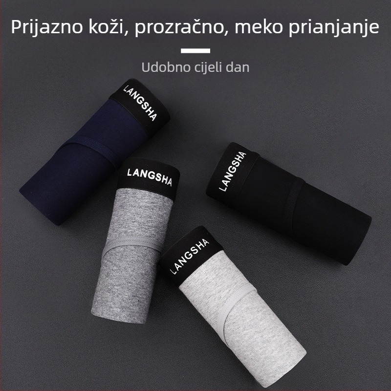 Langsha muške pamučne gaćice sa srednjim strukom, prozračne, upijaju znoj, jednobojne