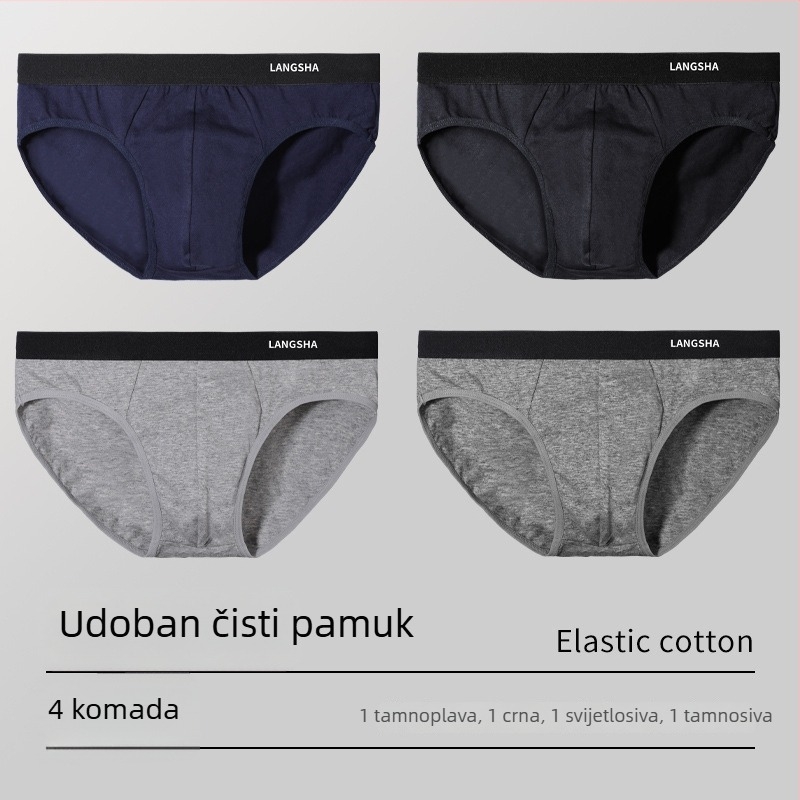 Langsha muške pamučne gaćice sa srednjim strukom, prozračne, upijaju znoj, jednobojne