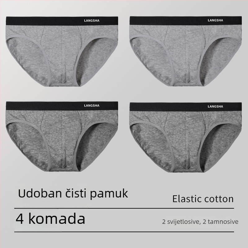 Langsha muške pamučne gaćice sa srednjim strukom, prozračne, upijaju znoj, jednobojne