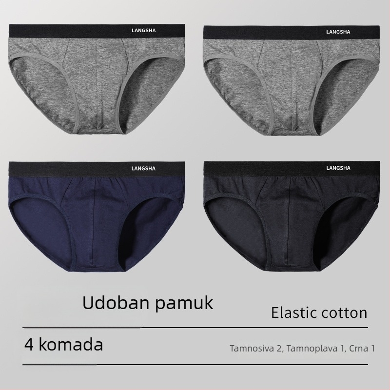 Langsha muške pamučne gaćice sa srednjim strukom, prozračne, upijaju znoj, jednobojne