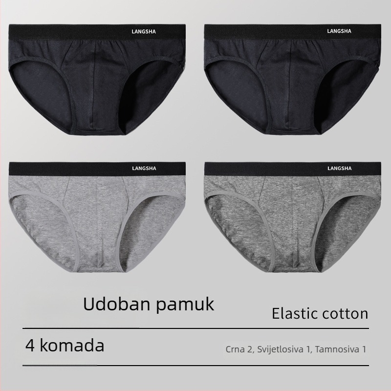Langsha muške pamučne gaćice sa srednjim strukom, prozračne, upijaju znoj, jednobojne