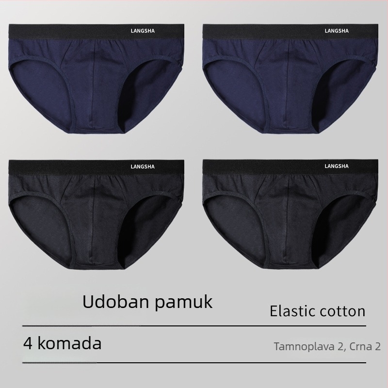 Langsha muške pamučne gaćice sa srednjim strukom, prozračne, upijaju znoj, jednobojne