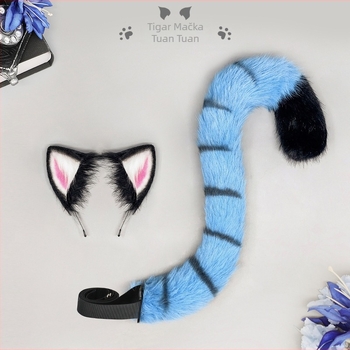 Pliš Tigrovi Uši i Rep Cosplay Set – Headband s ušima, za odrasle – na skladištu, Jesen 2025
