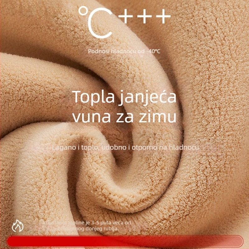 Ženski grijani termalni prsluk od jagnjeće vune s debelim flisom