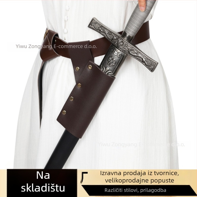 Qingbo Ručno izrađena kožna držač mača za srednjovjekovni europski i renesansni cosplay – za odrasle