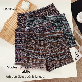 Nove muške bokserice od pamuka s retro otiskom, lagane kućne šorceve u retro stilu