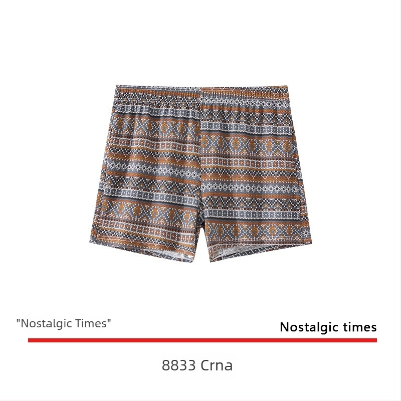 Nove muške bokserice od pamuka s retro otiskom, lagane kućne šorceve u retro stilu