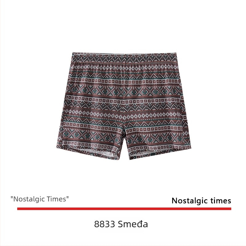 Nove muške bokserice od pamuka s retro otiskom, lagane kućne šorceve u retro stilu