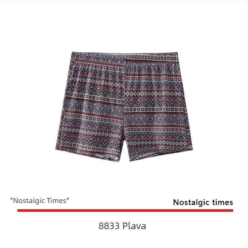 Nove muške bokserice od pamuka s retro otiskom, lagane kućne šorceve u retro stilu
